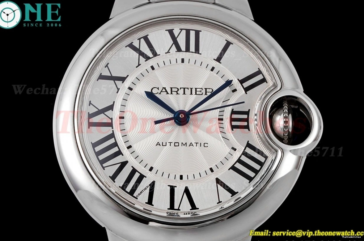 White 33mm AF Cartier NH05 Bleu SS SS Ballon De Dial 1202